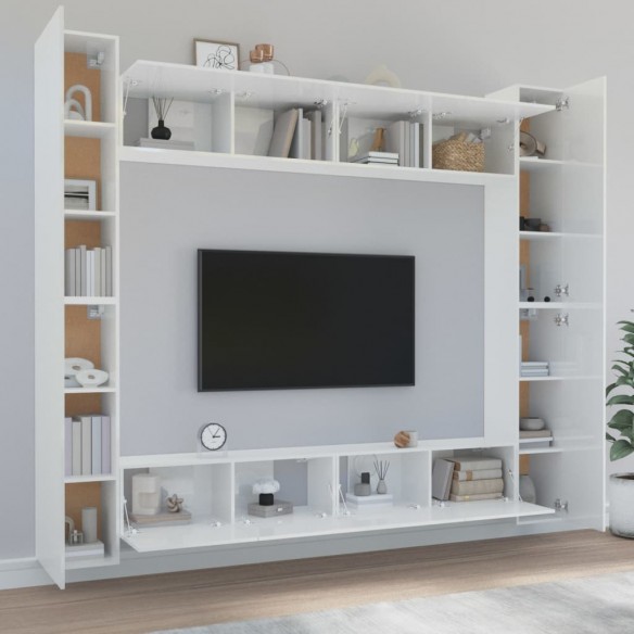 Ensemble de meubles TV 8 pcs Blanc brillant Bois d'ingénierie