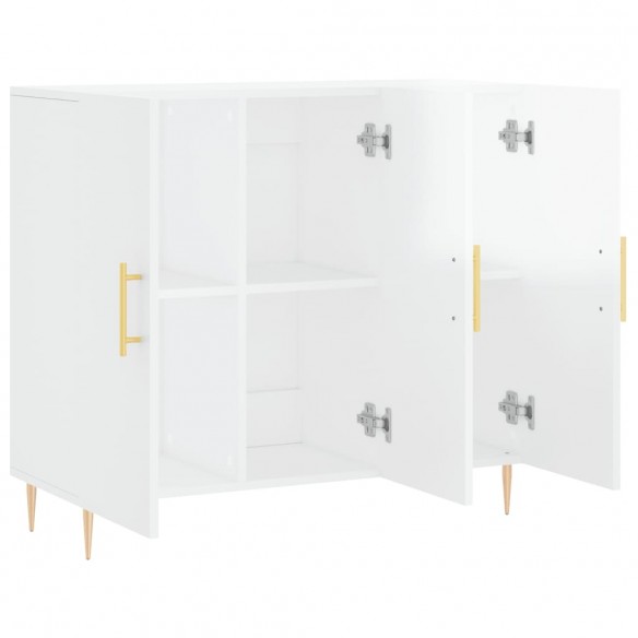 Buffet blanc brillant 90x34x80 cm bois d'ingénierie