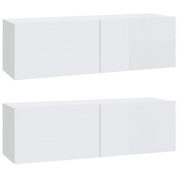 Ensemble de meubles TV 4 pcs Blanc brillant Bois d'ingénierie