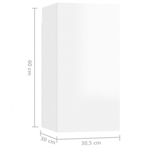 Meubles TV 4 pcs Blanc brillant 30,5x30x60 cm Aggloméré