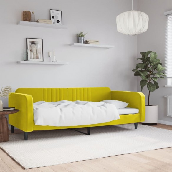 Lit de repos jaune 100x200 cm velours