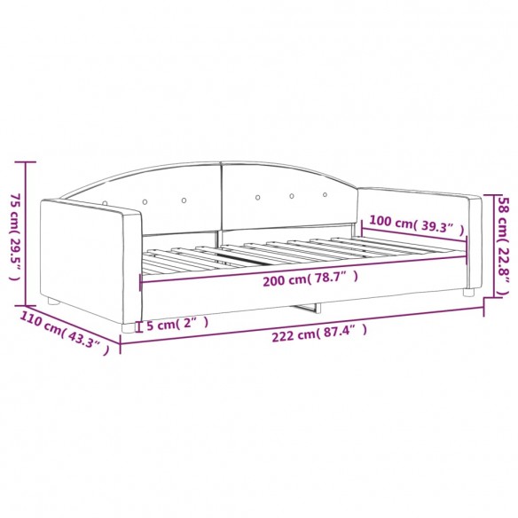 Lit de repos bleu 100x200 cm velours