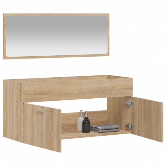 Armoire de bain avec miroir chêne sonoma bois d'ingénierie