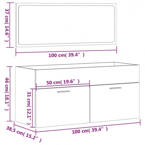 Armoire de bain avec miroir chêne sonoma bois d'ingénierie