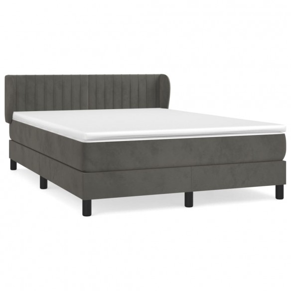 Cadre de lit et matelas Gris foncé 140x190cm Velours