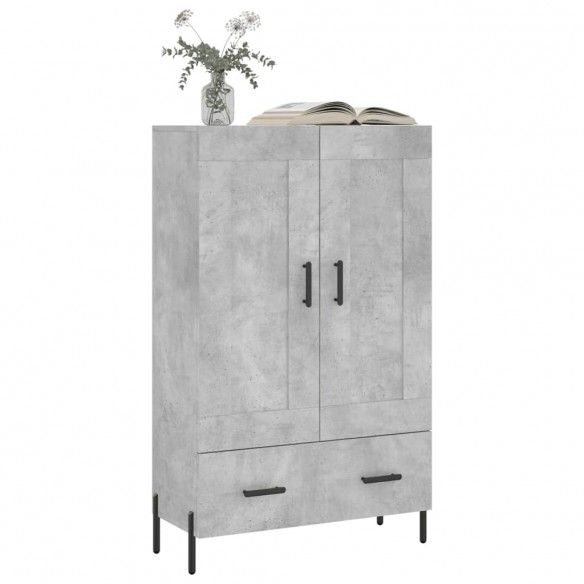 Buffet haut gris béton 69,5x31x115 cm bois d'ingénierie