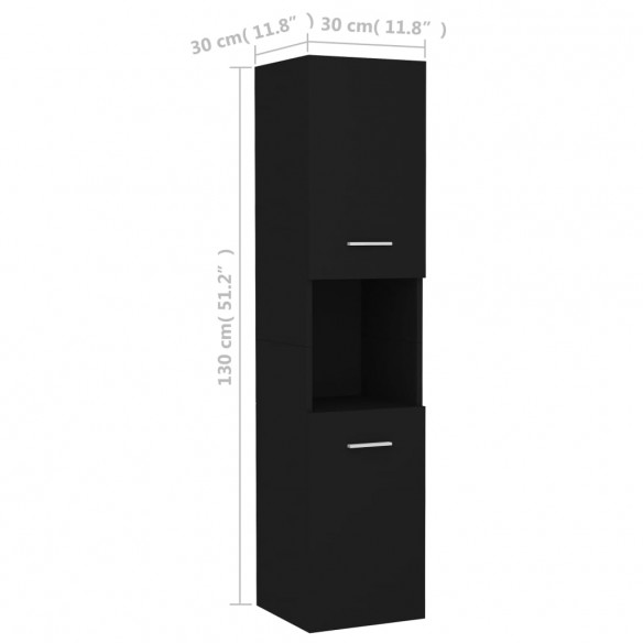 Armoire de salle de bain Noir 30x30x130 cm Aggloméré