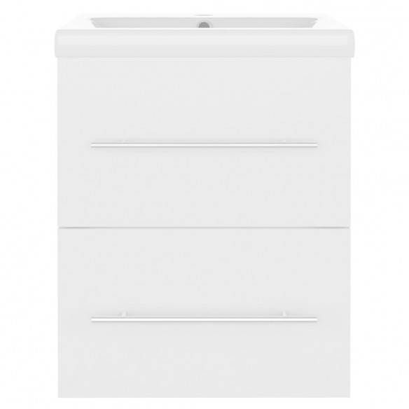 Armoire d'évier avec lavabo intégré Blanc Aggloméré