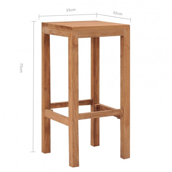 Tabourets de bar lot de 2 bois de teck massif