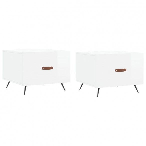 Tables basses 2 pcs blanc brillant 50x50x40cm bois d'ingénierie