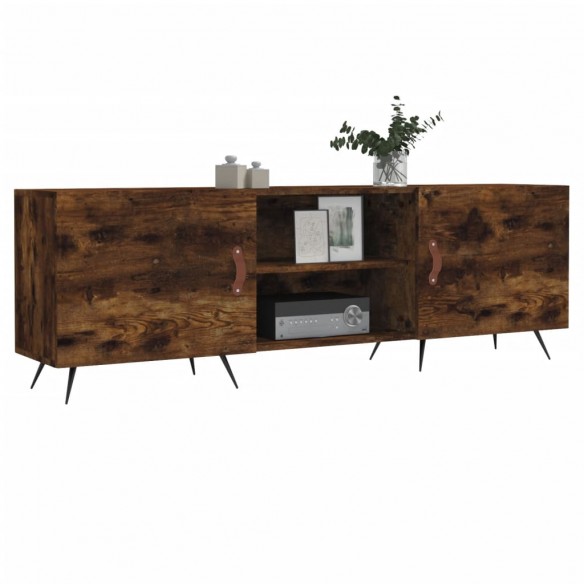 Meuble TV chêne fumé 150x30x50 cm bois d'ingénierie