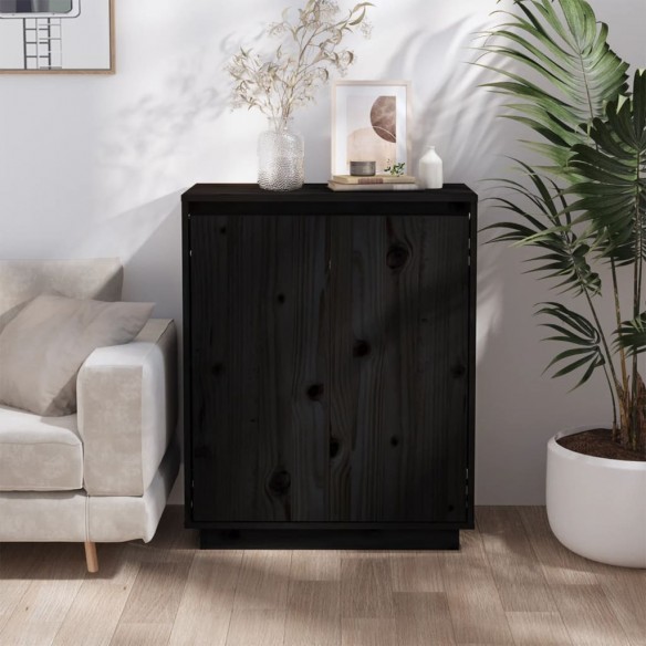 Buffet Noir 60x34x75 cm Bois massif de pin