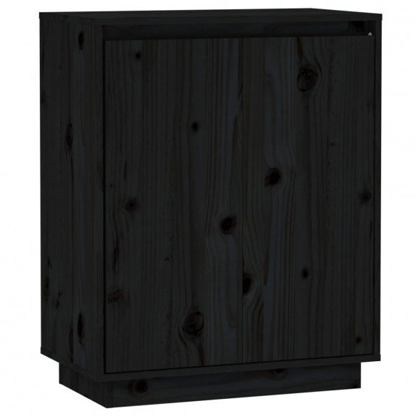 Buffet Noir 60x34x75 cm Bois massif de pin