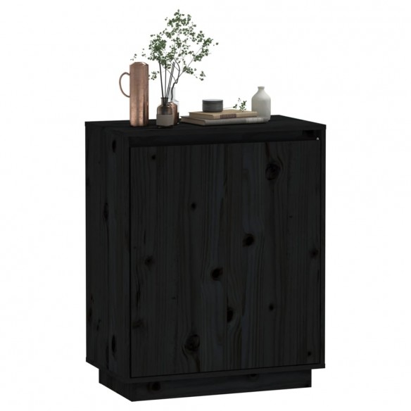 Buffet Noir 60x34x75 cm Bois massif de pin