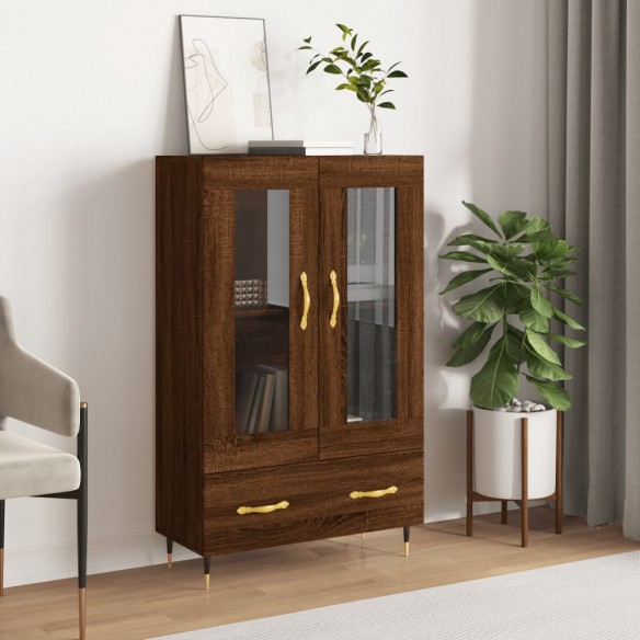 Buffet haut chêne marron 69,5x31x115 cm bois d'ingénierie