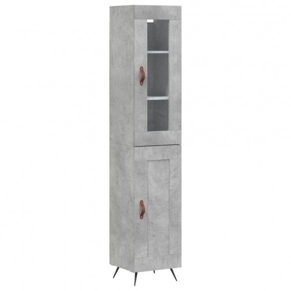 Buffet haut Gris béton 34,5x34x180 cm Bois d'ingénierie