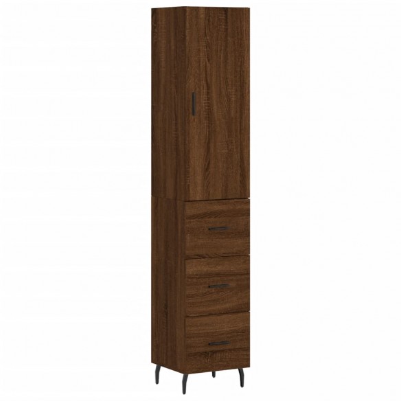 Buffet haut Chêne marron 34,5x34x180 cm Bois d'ingénierie