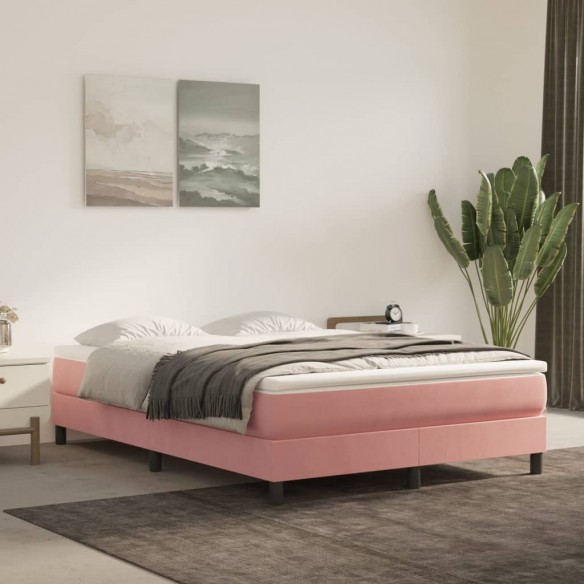 Cadre de lit avec matelas Rose 140x190 cm Velours