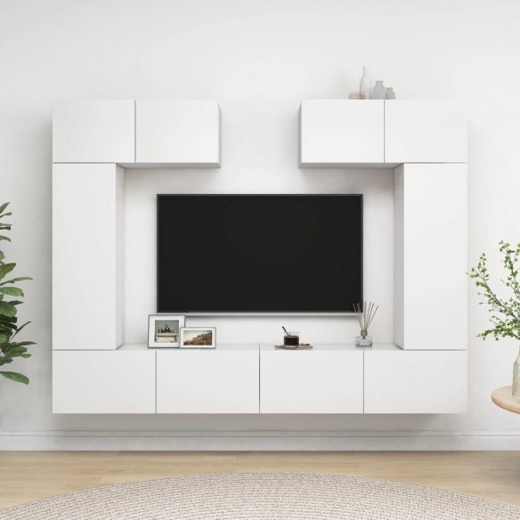 Ensemble de meuble TV 6 pcs Blanc Aggloméré