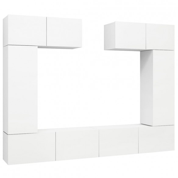 Ensemble de meuble TV 6 pcs Blanc Aggloméré