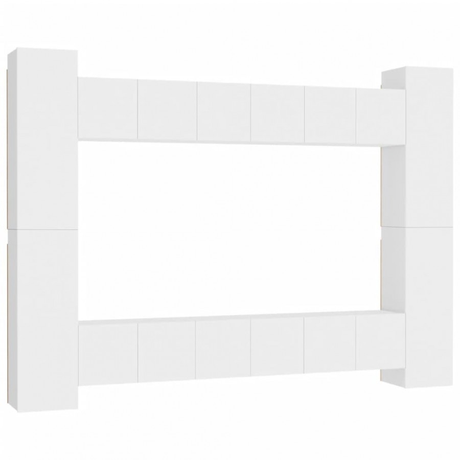 Ensemble de meubles TV 10 pcs Blanc Aggloméré