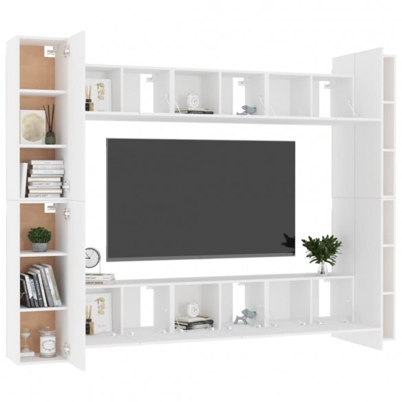 Ensemble de meubles TV 10 pcs Blanc Aggloméré