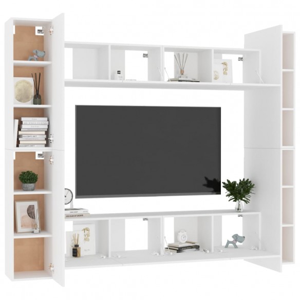 Ensemble de meubles TV 8 pcs Blanc Aggloméré