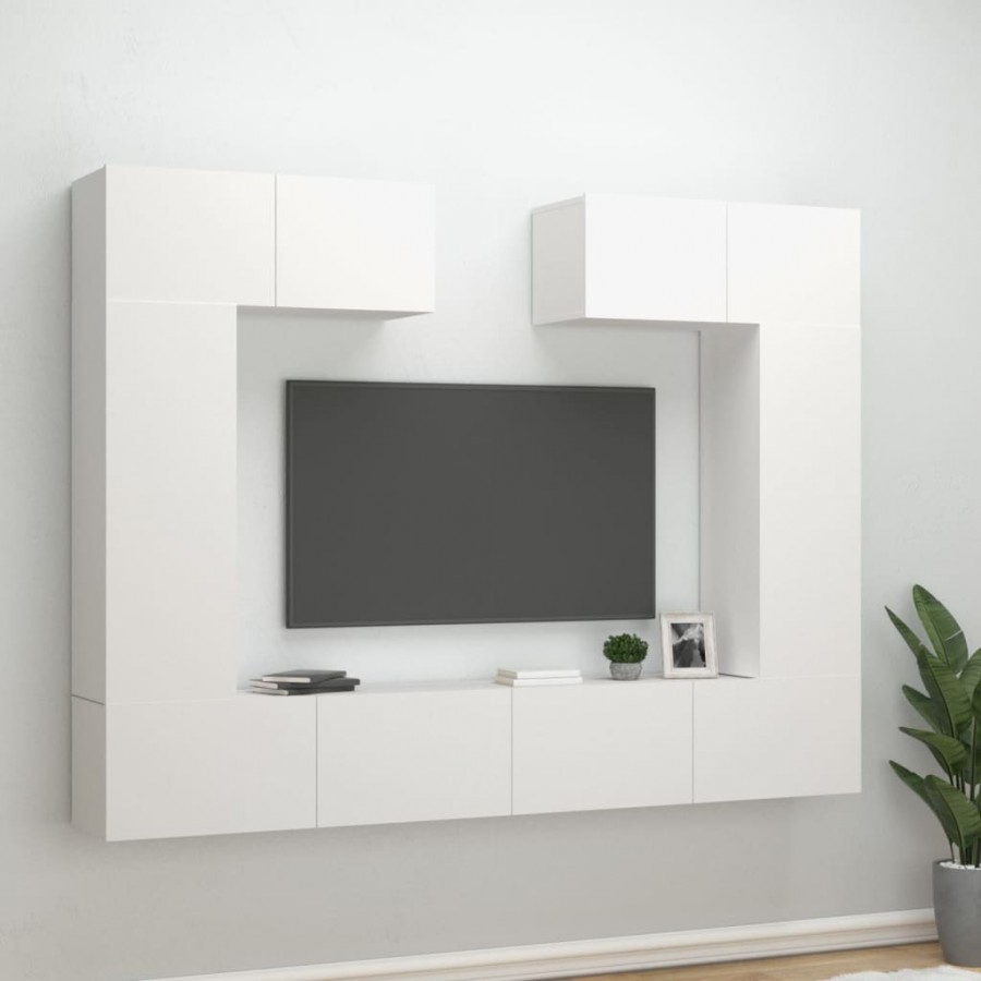 Ensemble de meubles TV 6 pcs Blanc Bois d'ingénierie