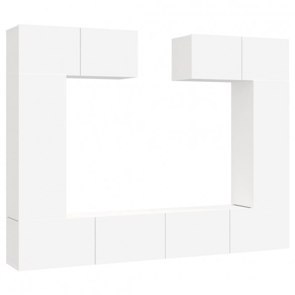 Ensemble de meubles TV 6 pcs Blanc Bois d'ingénierie