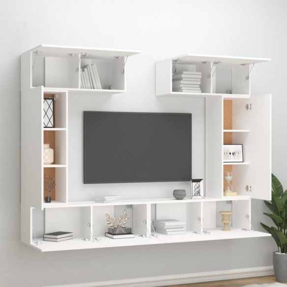 Ensemble de meubles TV 6 pcs Blanc Bois d'ingénierie