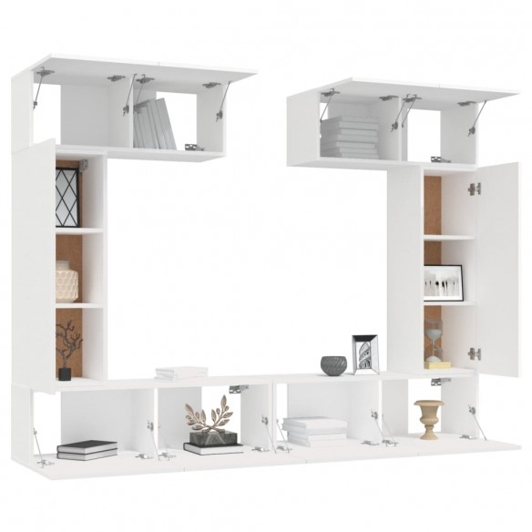 Ensemble de meubles TV 6 pcs Blanc Bois d'ingénierie