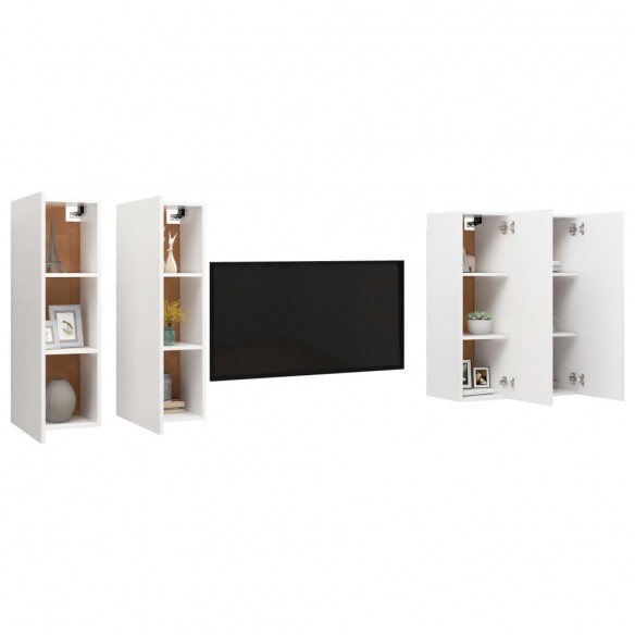 Meubles TV 4 pcs Blanc 30,5x30x90 cm Aggloméré