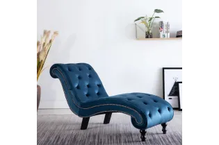 Chaise longue Bleu Velours