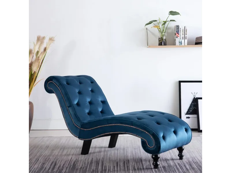 Chaise longue Bleu Velours