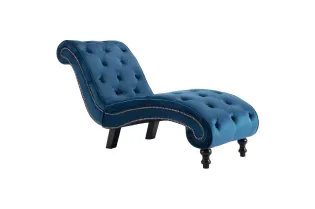 Chaise longue Bleu Velours 2
