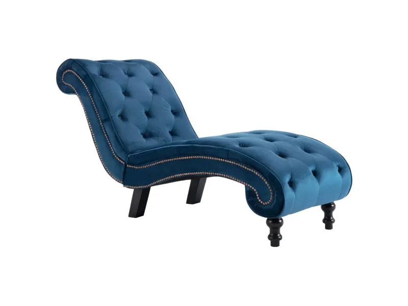Chaise longue Bleu Velours