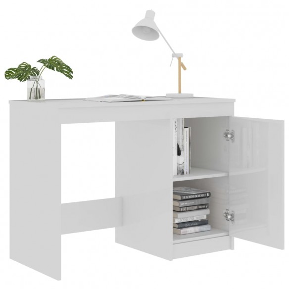 Bureau Blanc brillant 100x50x76 cm Aggloméré