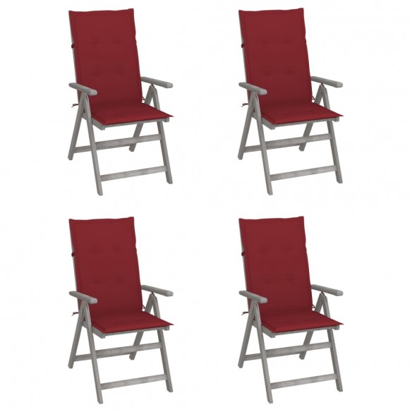 Chaises inclinables de jardin 4 pcs avec coussins Bois d'acacia