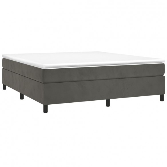 Cadre de lit et matelas Gris foncé 160x200cm Velours