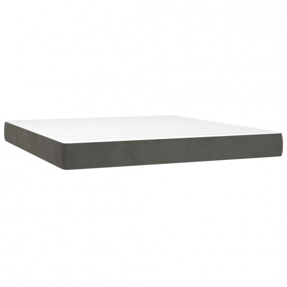 Cadre de lit et matelas Gris foncé 160x200cm Velours