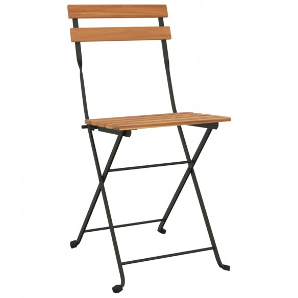 Chaises de bistrot pliantes 2 pcs Bois de teck solide et acier