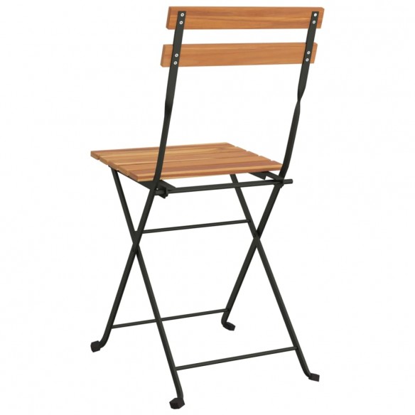 Chaises de bistrot pliantes 2 pcs Bois de teck solide et acier