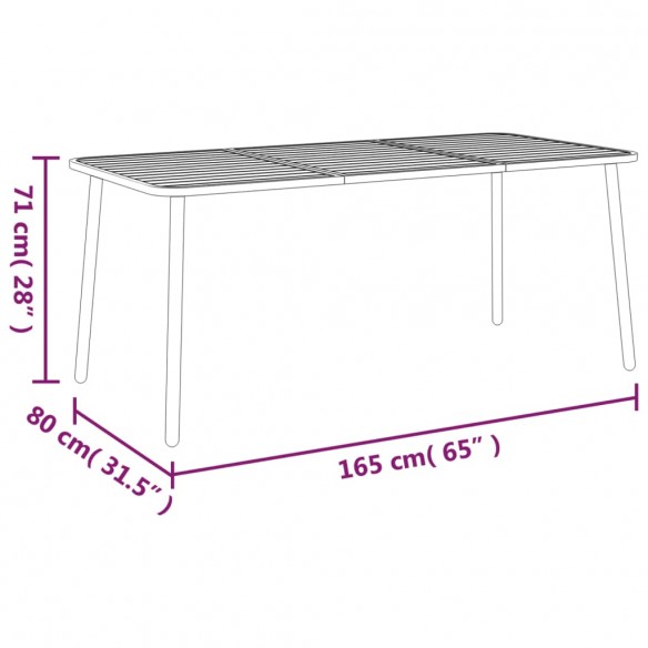 Table de jardin anthracite 165x80x71 cm acier