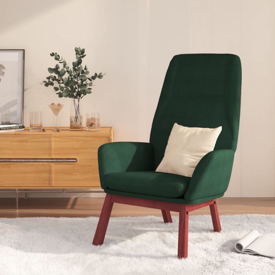 Chaise de relaxation Vert foncé Tissu