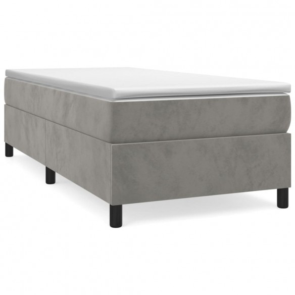 Cadre de lit et matelas Gris clair 90x200 cm Velours