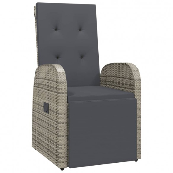 Chaise inclinable de jardin et coussin Résine tressée Gris