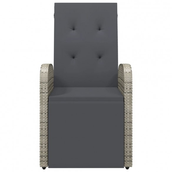 Chaise inclinable de jardin et coussin Résine tressée Gris