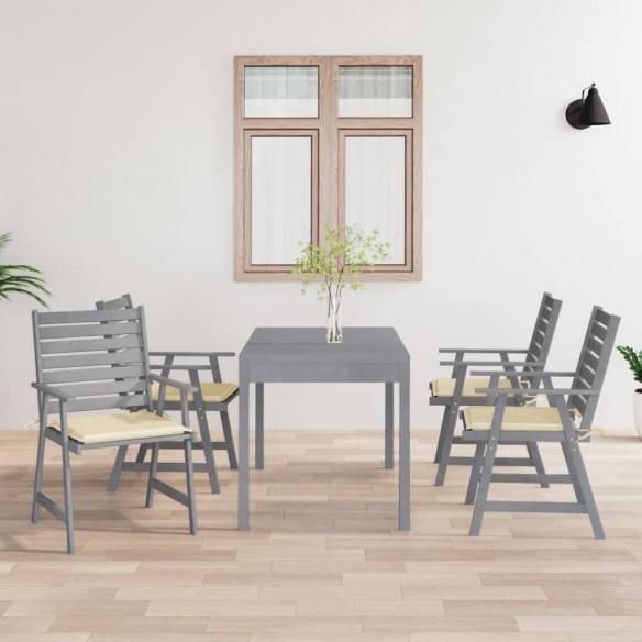 Chaises à dîner d'extérieur avec coussins 4 pcs Acacia massif