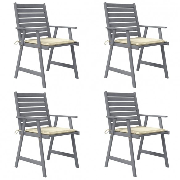 Chaises à dîner d'extérieur avec coussins 4 pcs Acacia massif