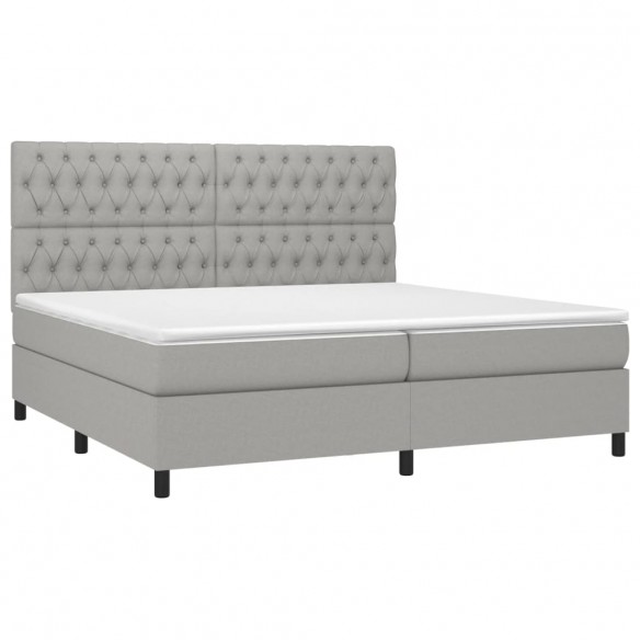 Cadre de lit et matelas et LED Gris clair 200x200 cm